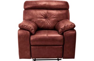 HOME Cameron Leather Manual Recliner Chair - Chestnut